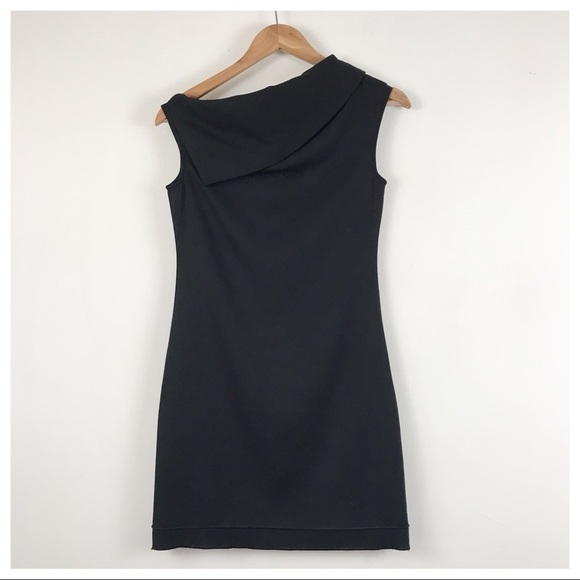 NWT Helmut Lang Black Asymmetrical Mini Dress Size 0 - Picture 6 of 12
